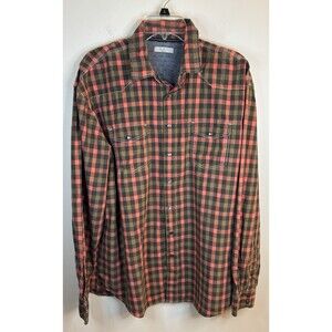 SLATE DENIM CO Pearl Snap Long Sleeve Check Shirt Men 2XL Cotton Western Cowboy